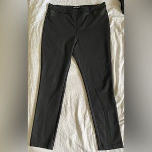 DKNY Jeans Knit Pull On Pants Faux Leather Pocket Black Casual Women's L